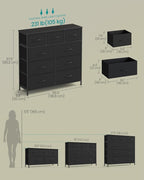SONGMICS Dresser for Bedroom, Chest of Drawers, Steel, MDF, 9 Non-Woven Fabric Drawers, Storage Organizer Unit, Closet, Entry