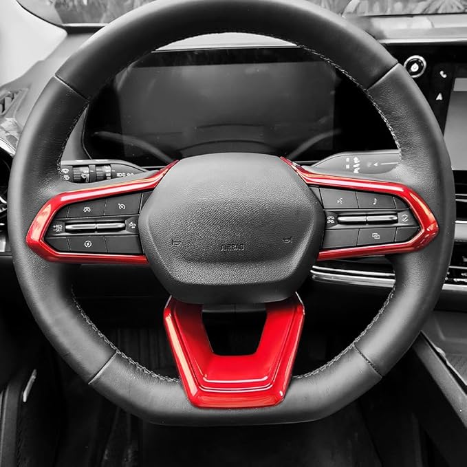 Steering Wheel Cover Compatible with Chevrolet Equinox 2025 2026, Auto Interior Upgrade Accessories-Red