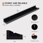 Fun Memories Picture Ledge Shelf, 24 Inch Floating Shelves Set of 2, Nursery Book Shelves for Toys Storage, Kids Bookshelf Wa