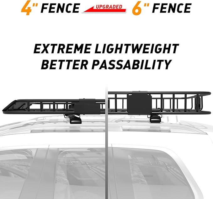 WILDROAD Car Roof Cargo Carrier Combo of Upgraded 84"x 39"x 4" Roof Rack Cargo Basket with 21 Cubic ft Cargo Carrier Bag, Super Duty Bungee Cargo Net and Ratchet Straps Fits for SUV Truck Cars