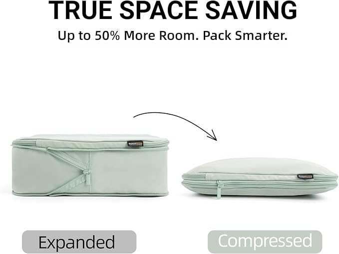 4 Piece Compression Packing Cubes for 3–7 Day Travel, Lightweight Travel Organizers with Breathable Mesh, Double-Zipper Packi