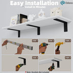 Floating Shelf Board for Wall 5/8" – No Brackets – 36" L x 12" W x 0.6" T White Melamine Wood Floating Shelves for Bathroom, 