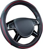 Car Pass Colour Piping Leather Steering Wheel Cover,Perfectly fit for 14.5-15 inches for Various Vehicles SUVs,Vans,Sedans,Ca