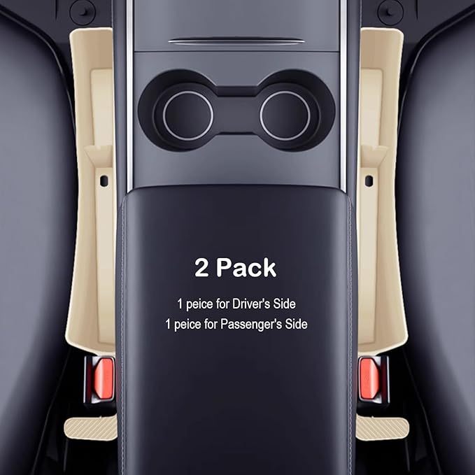 Car Seat Gap Filler Plug Strip with Storage Slot, Automotive Side Seat Organizer or Catcher Fill The Gap Between Seat & Console, Universal Auto Storage Box Inserts for Phone Coins Wallets Keys, Beige
