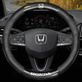 Customized Steering Wheel Cover Compatible with Honda, with Coasters and 3-in-1 USB Fast Charging Cable (Black)