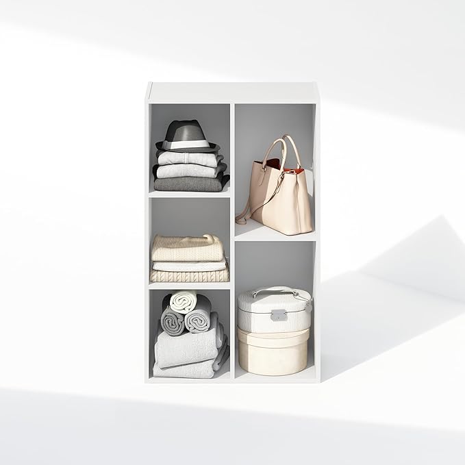 Furinno Reed Closet Organizers and Storage, 5-Cube Reversible Closet Shelves, Closet Organization Shelf, 9.4 x 19.5 x 31.5, f