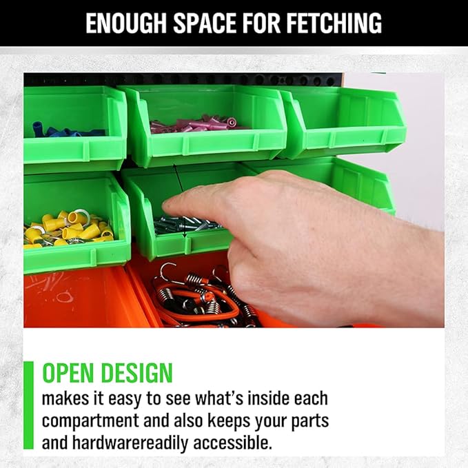 SWANLAKE GARDEN TOOLS 30-Bin Wall-Mounted Storage Bins, Heavy-Duty Garage Tool Organizer for Screws, Nuts, Bolts, Nails, Smal