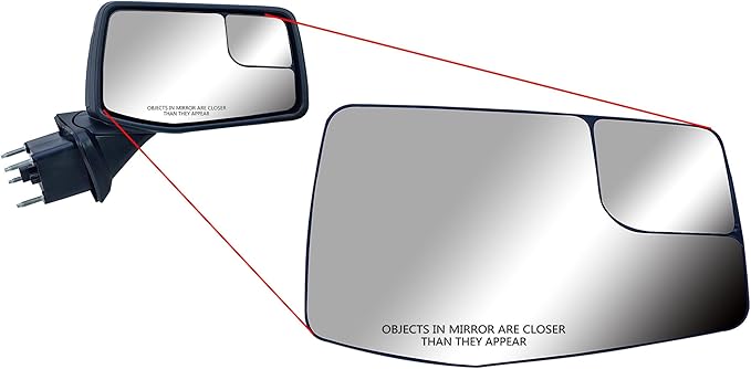 Replacement Passenger Right Side Door Mirror Glass Flat Heated with Convex Blind Spot Glass For Chevrolet Silverado and GMC Sierra 1500 from 2019 to 2023