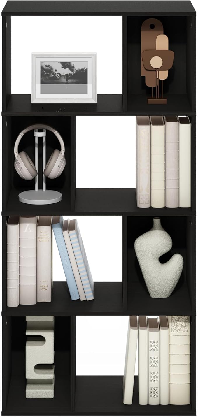 Furinno DALY Book Shelf, 8-Cube Bookshelf, Cube Storage Organizer Bookcase with Irregular Compartments, 11.7 x 23.6 x 49, for