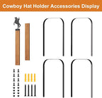 Cowboy Hat Rack, 4 Pieces Hat Rack for Cowboy with Wooden Board, Gift Cowboy Hat Holder Wall Storage-Organizer Western Hats w
