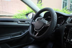 Leather Steering Wheel Cover Compatible with Volkswagen VW Tiguan Atlas ID.4 Taos Golf Passat Jetta Polo Beetle Touareg Cross