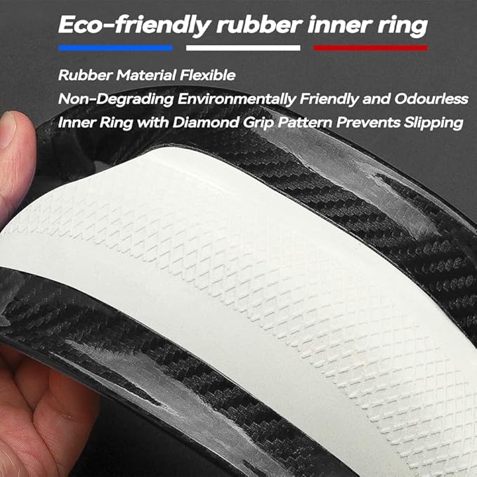 Customized Steering Wheel Cover Compatible with Mazda, Premium Nappa Leather&Bright Carbon Fiber Texture Steering Wheel Cover, with Coasters and 3-in-1 USB Fast Charging Cable (Red)