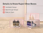 Kuject X-Large Shoe Storage Boxes Organizers Clear Plastic Stackable 12 Pack, Shoe Rack & Holder Substitute, Sneaker Containe