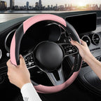 Car Steering Wheel Cover, Microfiber Leather Steering Wheel Cover Universal Fit 14.5-15 inch Anti-Slip Comfortable Breathable