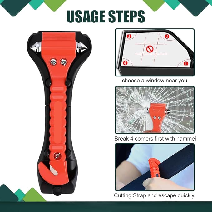 3PCS Car Safety Hammer Set, Window Breaker Seatbelt Cutter, Car Window Glass Hammer Breaker and Seat Belt Cutter Escape Tool 