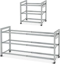Expandable Shoe Rack for Closet Adjustable Metal Shoe Rack for Entryway 18.5"-33" Free Standing Shoe Organizer 12 Pairs with 