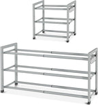 Expandable Shoe Rack for Closet Adjustable Metal Shoe Rack for Entryway 18.5"-33" Free Standing Shoe Organizer 12 Pairs with 