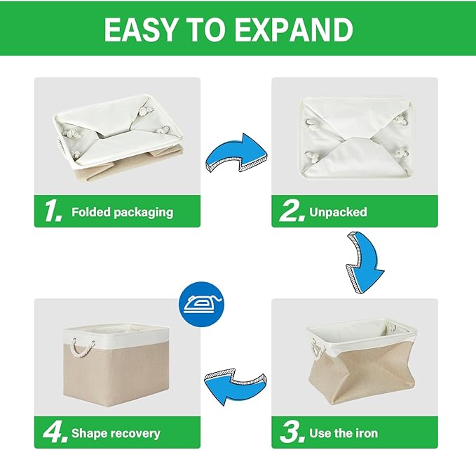 Bidtakay Large Storage Baskets for Organizing Fabric Closet Organizers Storage Bins with Handles 3-Pack 16x11.8x11.8 Inch Col