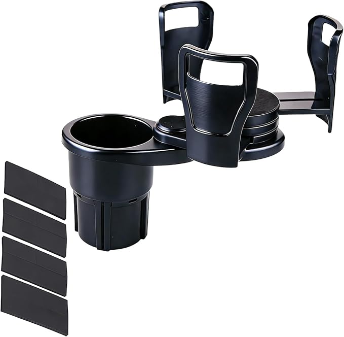 Dual Car Cup Holder Expander with 2.59" Base, 2-in-1 Universal Cup Holder Extender, 16 Cushion Pads for Stability, Expandable