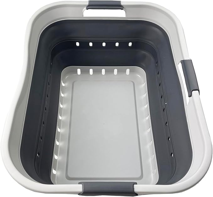 SAMMART 42L (11 gallon) Collapsible Plastic Laundry Basket - Foldable Pop Up Storage Container/Organizer - Space Saving Hampe