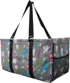 NGIL Extra Large Utility Tote Reusable Grocery Bag Oversized Collapsible for Groceries, Storage, Picnic, Beach (Dentist Print-Black)