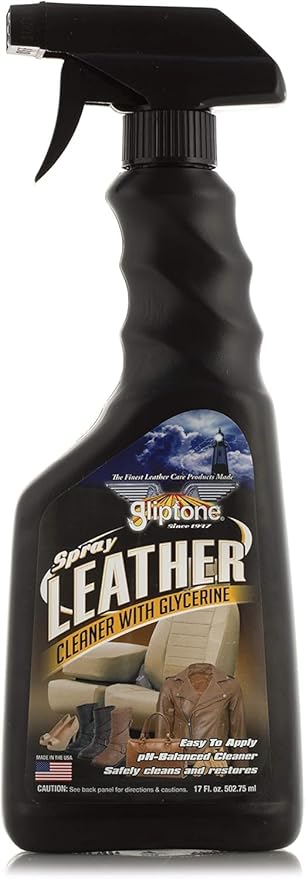 Gliptone Leather Cleaner Spray with Glycerine, pH Balanced, Safely Cleans and Restores, 17 fl oz