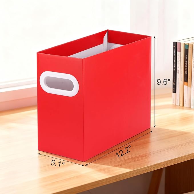 Colorful Cardboard File Organizer, Storage Box for Hanging File Folders Letter Size, Portable Document Organizer with Handle 