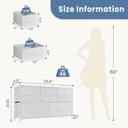 DUMOS Dresser for Bedroom, 5 Storage Drawers, Wide Fabric Closet Chests Organizer Tower Furniture with Wooden Top Metal Frame