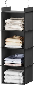 YOUDENOVA Hanging Closet Organizer, 4-Shelf Closet Hanging Shelves, Black