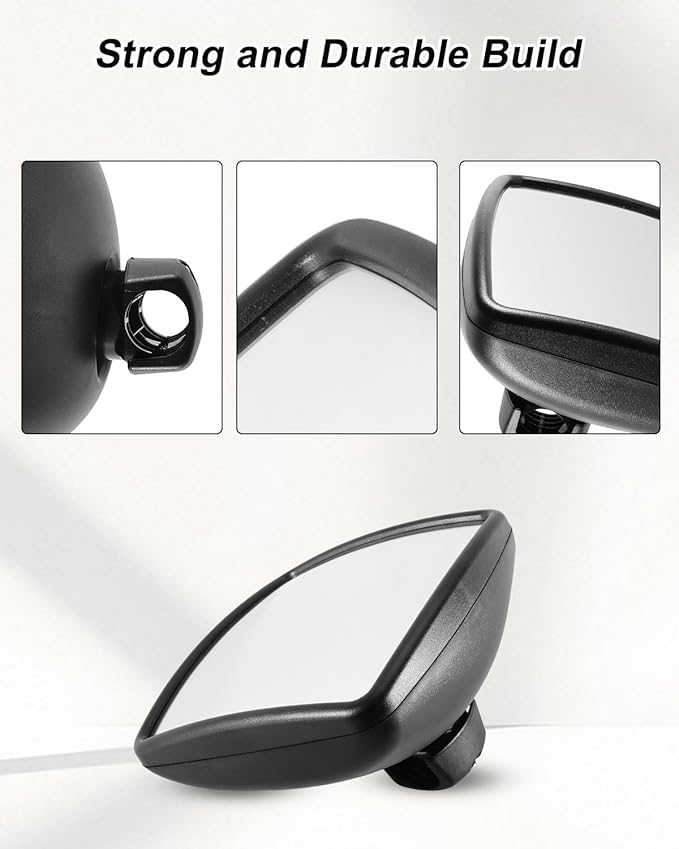 Lower Door Mirror Compatible with International Durastar Workstar Prostar 2002–2023, Truck Side Rear View Mirror, Wide Angle, Black ABS Housing, Universal Left & Right