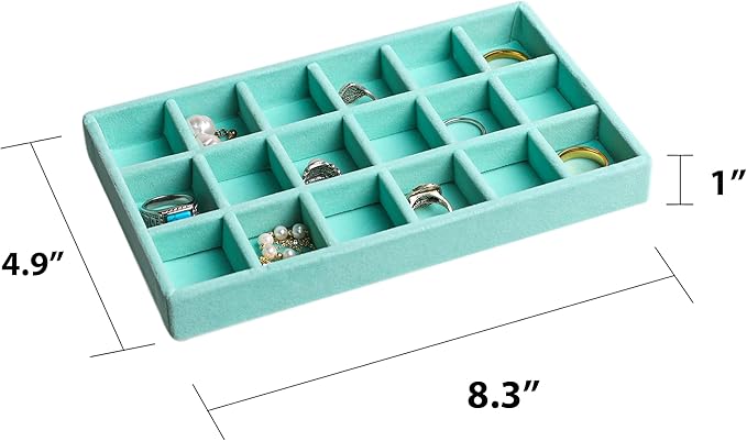 Frebeauty Jewelry Organizer Tray,Stackable Velvet Jewelry Trays,Drawer Inserts Earring Organizer For Women Jewelry Storage Di