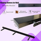 IAE Floating Wall Shelves 55 inch,Bathroom Shelving Wall Mounted,Invisible Shelving Floating Kitchen Shelves,Wooden Wall Shel