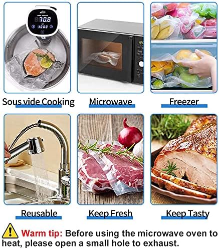 200 Vacuum Sealer Bags For Food, 8x12 Inch Thick BPA Free Vacuum Sealer Storage Bags, Compatible with All Vac Machines, Food 