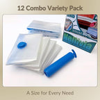 12 Pack Vacuum Storage Bags with Hand Pump, Compression Space Saver for Comforter, Bedding, Blanket Storage, Vacuum Seal Bags