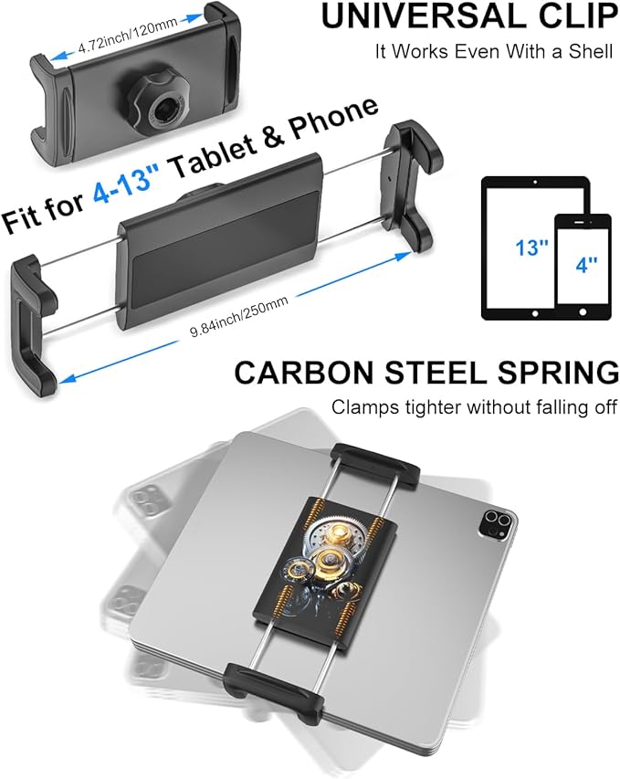 CD Slot Car Mount for iPad & iPhone, Height Adjustable CD Player Tablet Holder for Car, Truck, Compatible with 4-13" iPad Pro 12.9 Air Mini, Galaxy Tab, iPhone16 15, Z Fold 6 5