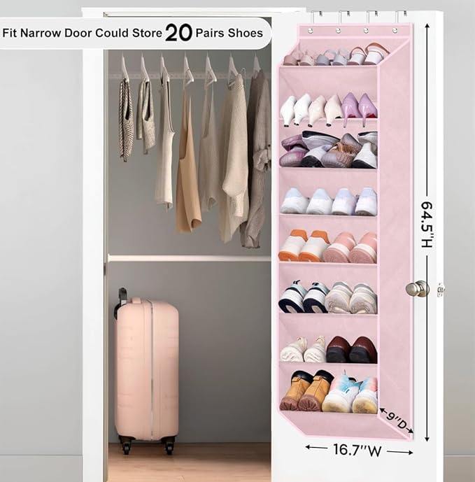 SLEEPING LAMB Over The Door Shoe Organizer for Closet, Kids Sneaker Storage for Hanging Shoe Rack for Door with Large Deep Po