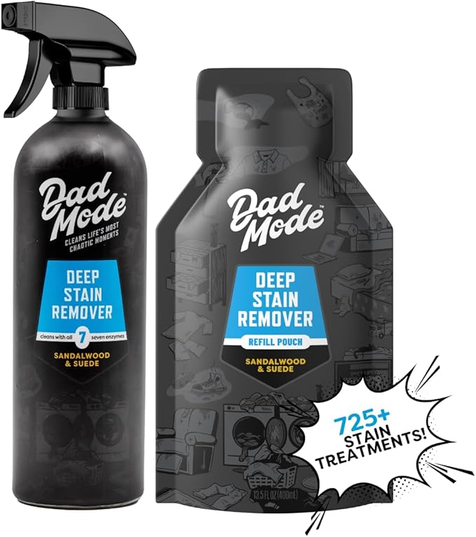 DadMode Laundry Stain Remover | 7-Enzyme Spray for Deep, Aged, Set-In Clothing Stains | Enzyme Booster Cleans Bodily Fluids, 