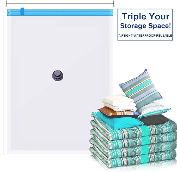 5 Pack Extra Jumbo Vacuum Storage Bags (51"x47"in Our Largest Size) Airtight Seal, Waterproof, Dustproof, for Clothes, Blanke