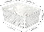 WYT Woven Plastic Storage Baskets, 6 Pack White Weave Bins Organizer, 10.1" x 7.55" x 4.1"