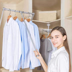 uyoyous Pull Down Closet Rods, Adjustable 35-48 Inch Wardrobe Rail Lift Collapsible Closet Rod Aluminium Retractable Wardrobe