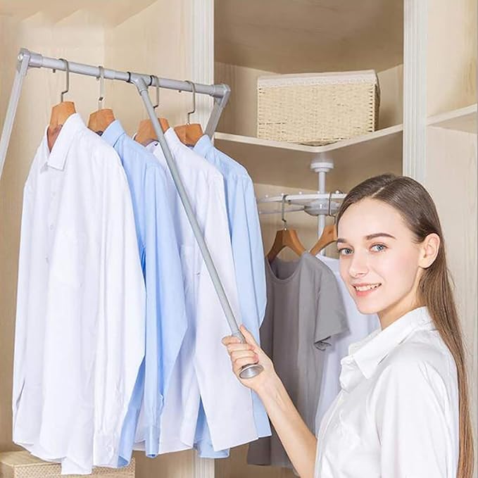 uyoyous Pull Down Closet Rods, Adjustable 35-48 Inch Wardrobe Rail Lift Collapsible Closet Rod Aluminium Retractable Wardrobe