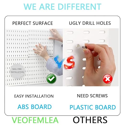 Pegboard Combination Kit, 8 Peg Boards and 30 Accessories Modular Hanging Black Pegboard for Walls, Office Wall Organizer, Ke