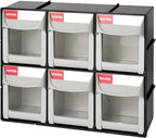 SHUTER Tilt Out Storage Cabinet w/6 Removeable Drawers, Plastic Small Parts Organiser, Stackable Storage Drawers, Tip Out Bin