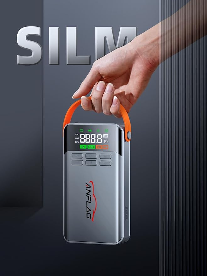 8-in-1 Car Jump Starter with Air Compressor - 5500A Peak, 150PSI Tire Inflator, 12V Portable Power Bank, LCD Display, and