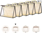 5 PCS Hanging Handbag Storage Organizer Non-Woven Transparent Dust-proof Homewares Purse Wallet Closet Storage Bag with Zippe
