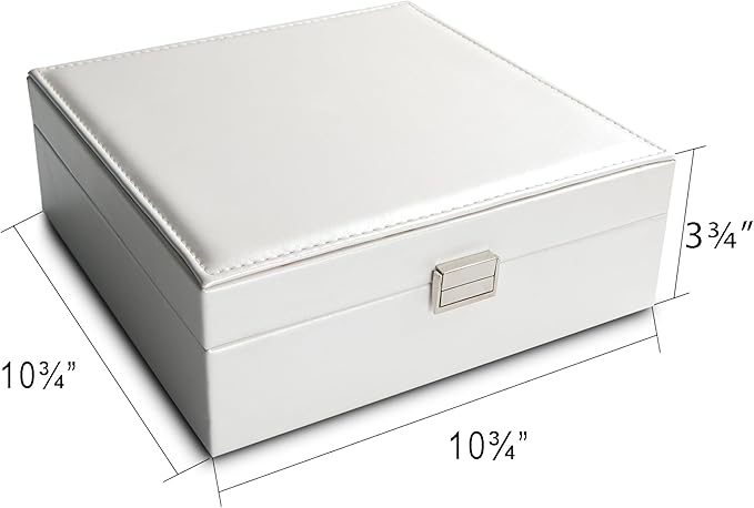Frebeauty Earring Organizer Classic Jewelry Box 50 Slots Double Layer Jewelry Storage Case with 6 Necklace Hook and Bracelet 
