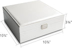 Frebeauty Earring Organizer Classic Jewelry Box 50 Slots Double Layer Jewelry Storage Case with 6 Necklace Hook and Bracelet 