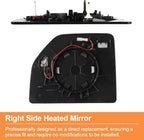Senzeal Passenger Side Heated Mirror Glass with Blind Spot Detection BLIS for Ford F150 2015-2020 Ford F250 F350 F450 F550 2017-2022 Upper Tow Mirror (Right Side)