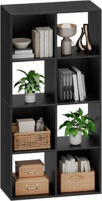 Sweetcrispy 8 Cube Storage Organizer - Open Cube Bookshelf with 4 Removable Back Panels, Display Storage Bookcase for Living 