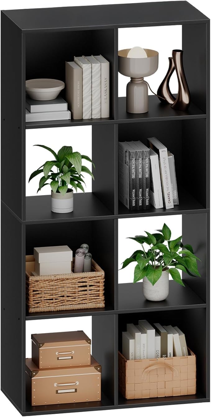 Sweetcrispy 8 Cube Storage Organizer - Open Cube Bookshelf with 4 Removable Back Panels, Display Storage Bookcase for Living 